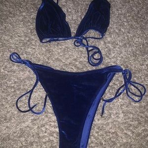 Fashion Nova Women's Blue Velvet 2 Piece Summer Bikini Swimsuit Size 2X